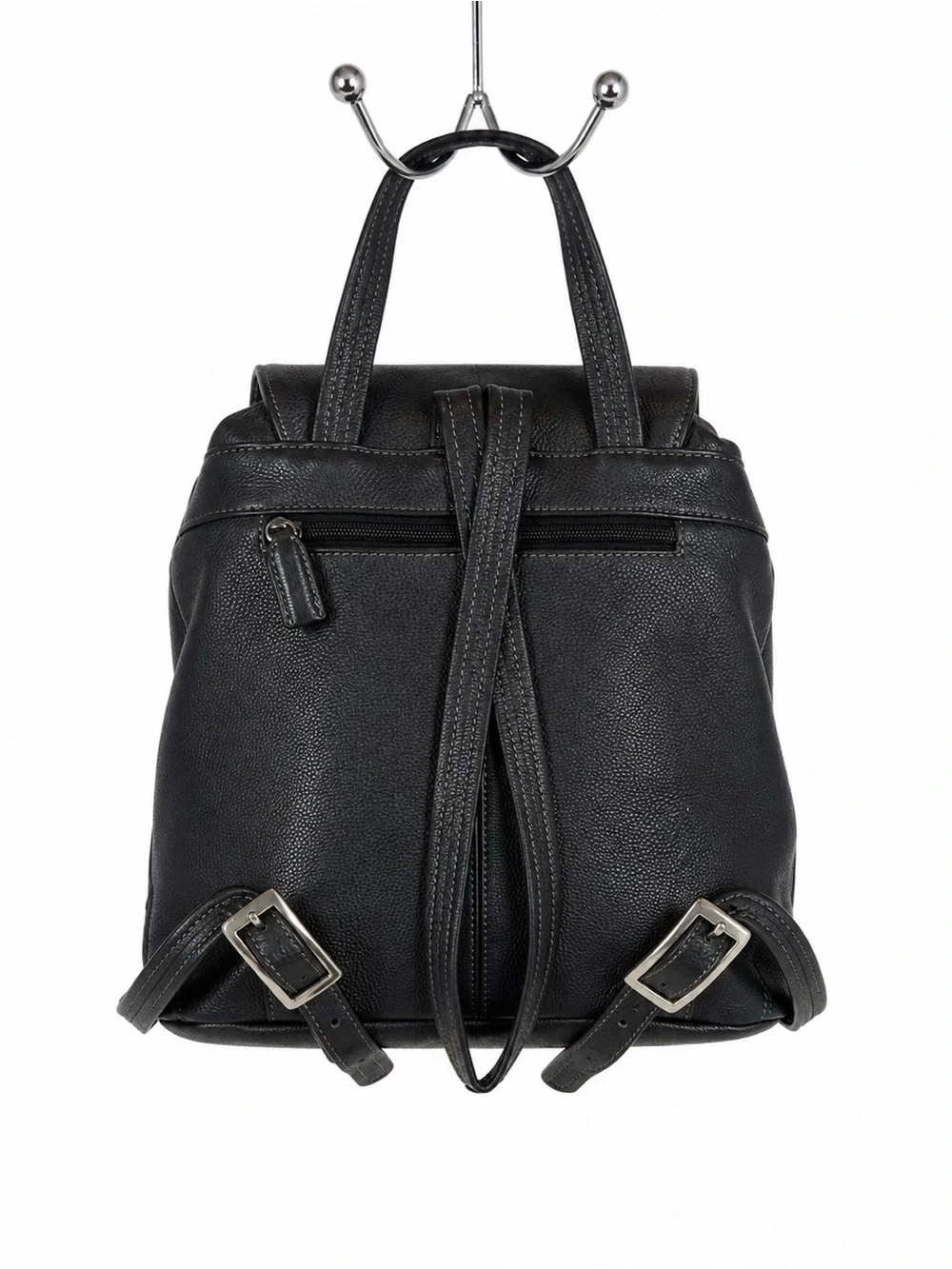 Tignanello Black Pebbled Leather Backpack Purse Adjustable Straps Everyday Bag